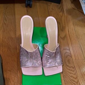 BOTTEGA VENETA
Pink Sparkle Stretch Mule Sandals